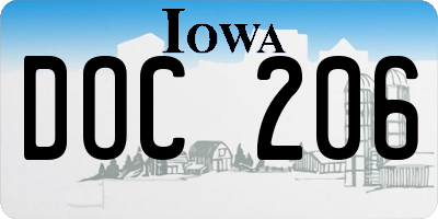 IA license plate DOC206