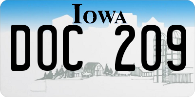 IA license plate DOC209