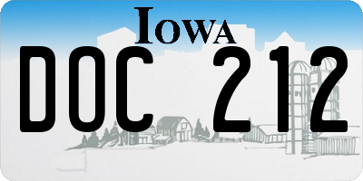 IA license plate DOC212