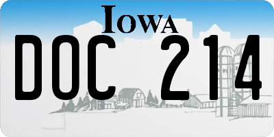 IA license plate DOC214