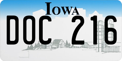 IA license plate DOC216