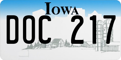 IA license plate DOC217