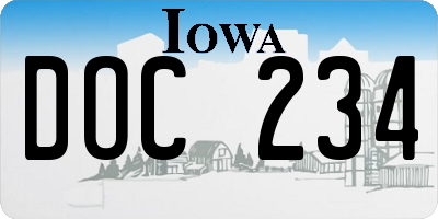 IA license plate DOC234