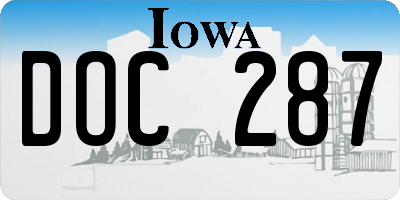 IA license plate DOC287