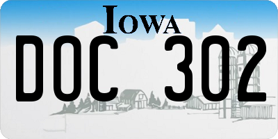 IA license plate DOC302