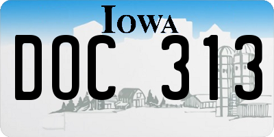 IA license plate DOC313