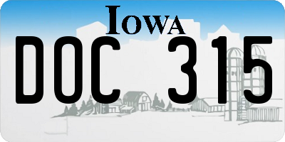 IA license plate DOC315