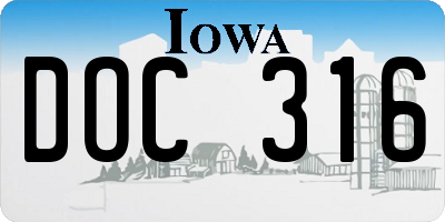 IA license plate DOC316