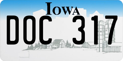 IA license plate DOC317