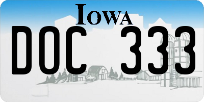 IA license plate DOC333