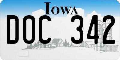 IA license plate DOC342