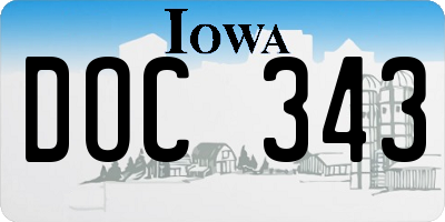 IA license plate DOC343