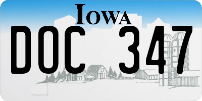 IA license plate DOC347