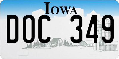 IA license plate DOC349