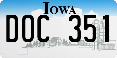 IA license plate DOC351