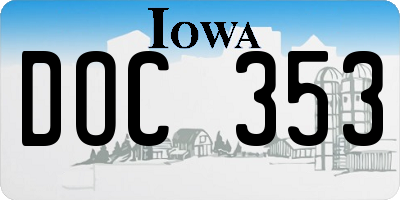 IA license plate DOC353