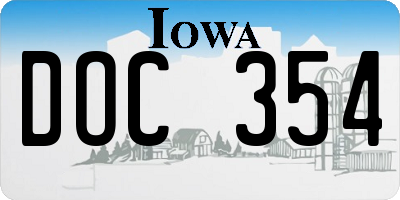 IA license plate DOC354