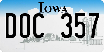 IA license plate DOC357
