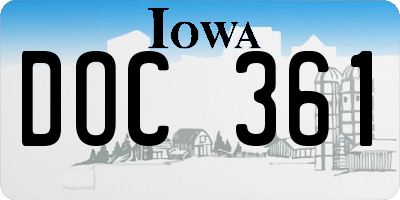 IA license plate DOC361