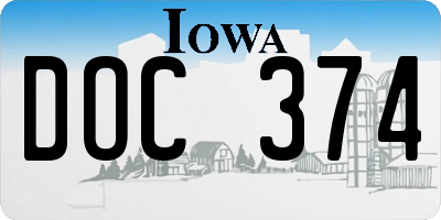 IA license plate DOC374