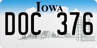 IA license plate DOC376