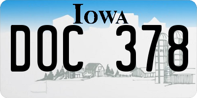 IA license plate DOC378