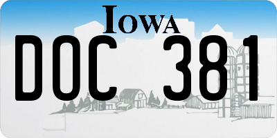 IA license plate DOC381