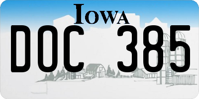 IA license plate DOC385
