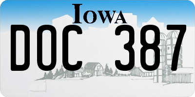 IA license plate DOC387
