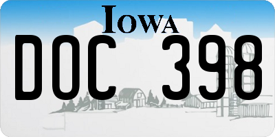 IA license plate DOC398