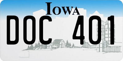 IA license plate DOC401
