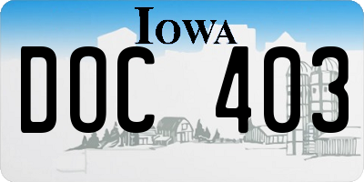 IA license plate DOC403
