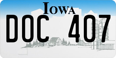IA license plate DOC407