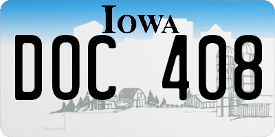 IA license plate DOC408