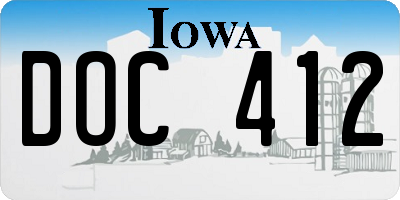 IA license plate DOC412