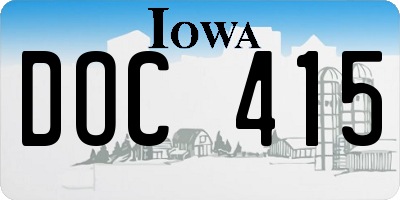 IA license plate DOC415