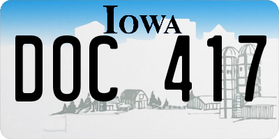 IA license plate DOC417