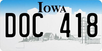IA license plate DOC418