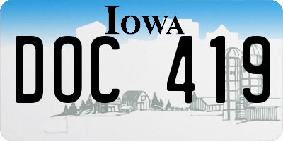 IA license plate DOC419
