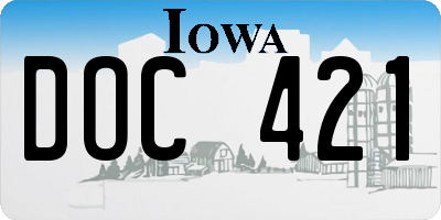 IA license plate DOC421