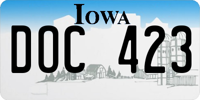 IA license plate DOC423