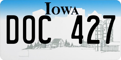 IA license plate DOC427