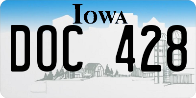IA license plate DOC428