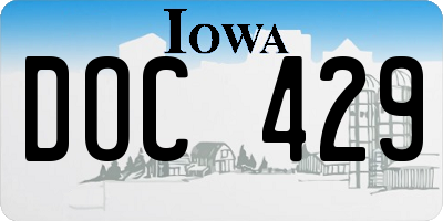 IA license plate DOC429