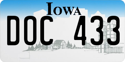 IA license plate DOC433