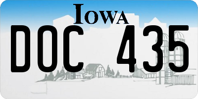 IA license plate DOC435