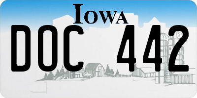 IA license plate DOC442