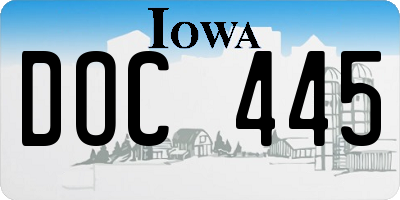 IA license plate DOC445