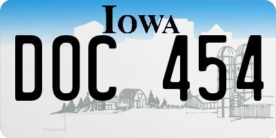IA license plate DOC454