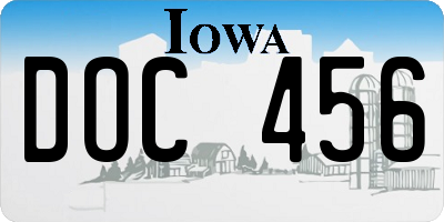IA license plate DOC456